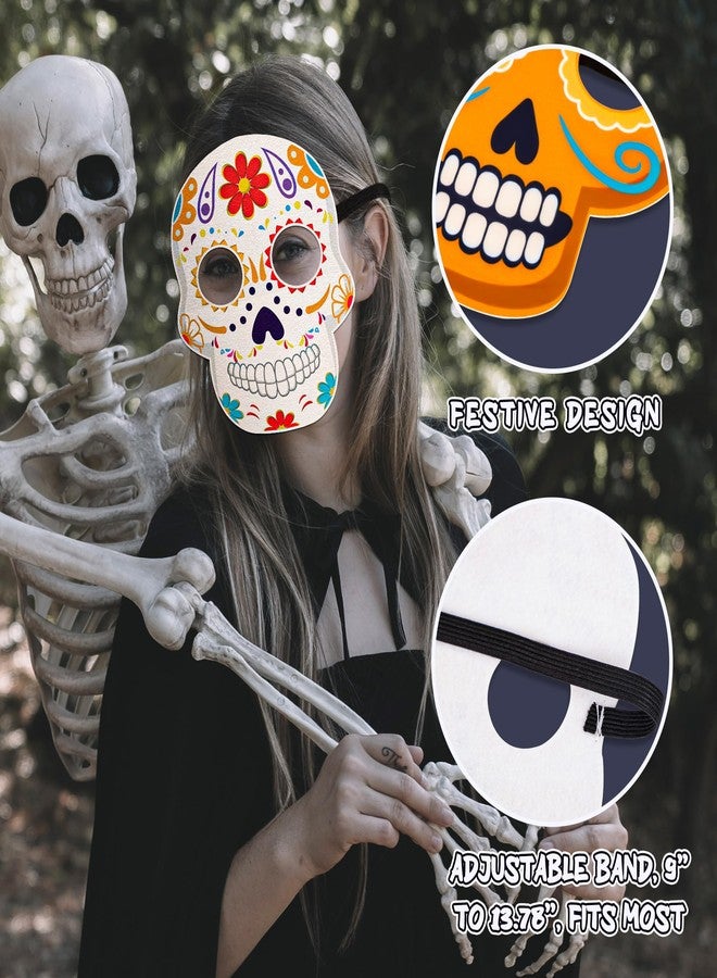 80UncleKimby 8PCS Dia De Los Muertos Masks - Halloween Felt Sugar Skull Crafts, Day of The Dead Costume Accessories Decorations Classroom Activities Party Favors - Image 5